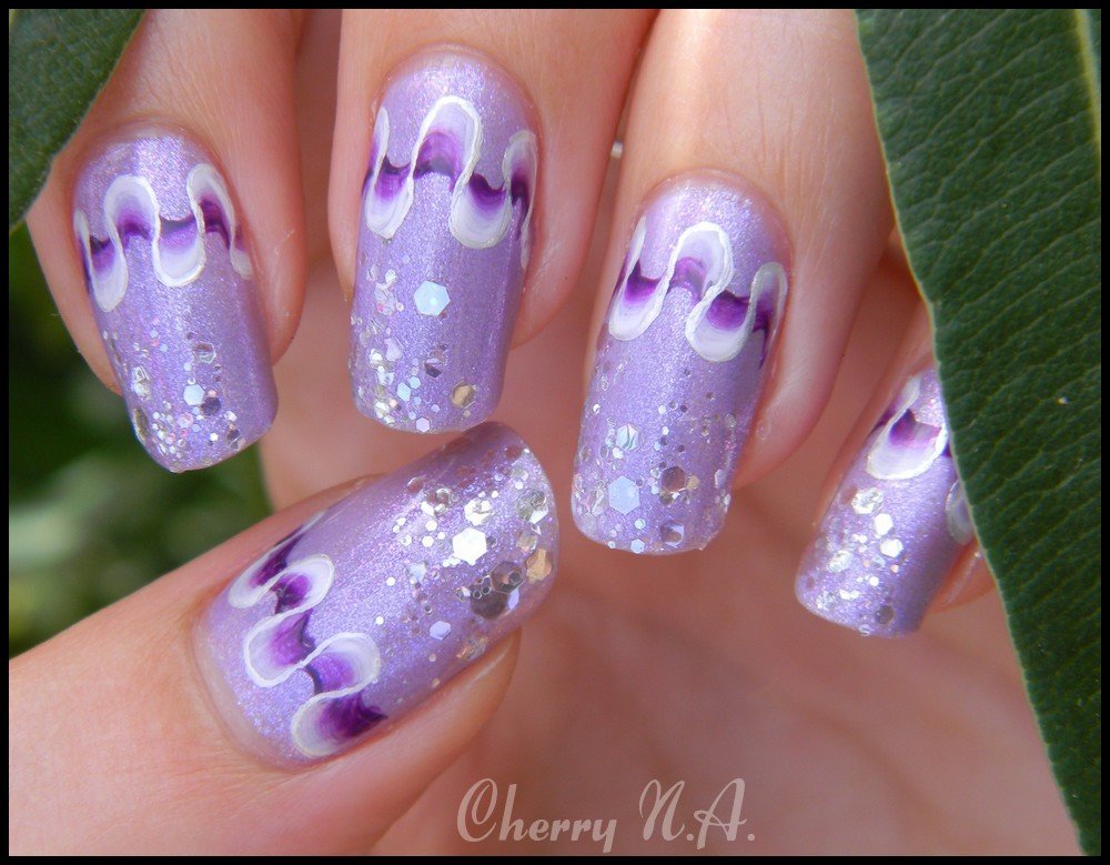 cherry nail art design decoration ongles ruban one stroke paillettes 6.JPG