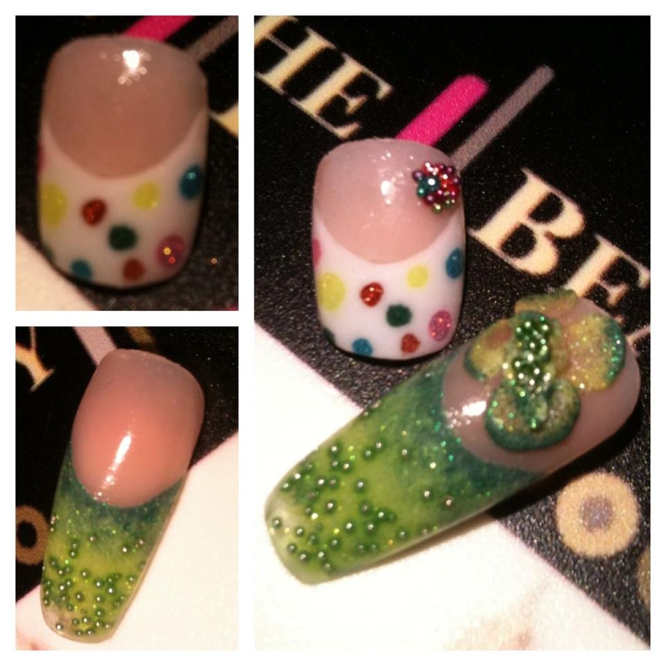 french résine à pois de couleurs et dégradé green 3D microbilles.jpg