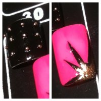 ongle clouté et rose étoile noire.JPG