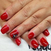 38 T.gel main rouge Red Canapé fleur étirée annulaire gauche noir paill blanc argent.jpg